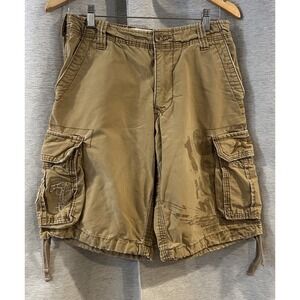 VTG Aeropostale Shorts‎ Mens 28 Brown Cargo Army Military Paratrooper Baggy Y2K